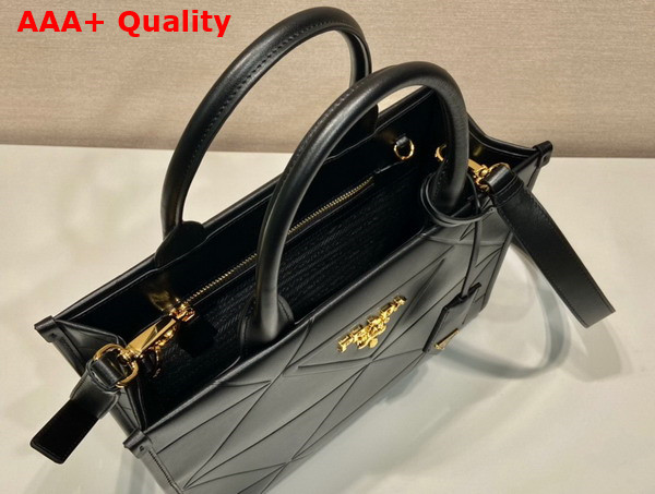 Prada Small Leather Prada Symbole Bag with Topstitching in Black 1BA379 Replica