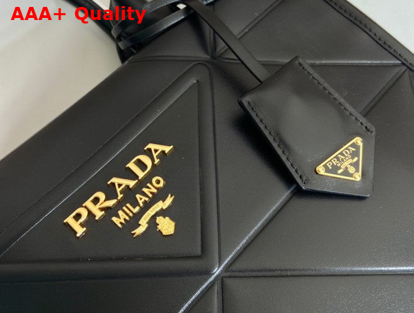 Prada Small Leather Prada Symbole Bag with Topstitching in Black 1BA379 Replica