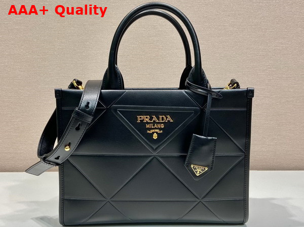 Prada Small Leather Prada Symbole Bag with Topstitching in Black 1BA379 Replica