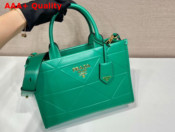 Prada Small Leather Prada Symbole Bag with Topstitching in Mango 1BA379 Replica