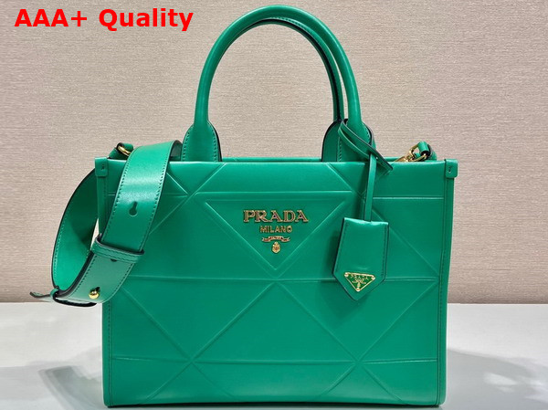 Prada Small Leather Prada Symbole Bag with Topstitching in Mango 1BA379 Replica