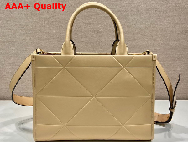 Prada Small Leather Prada Symbole Bag with Topstitching in Sand Beige 1BA379 Replica