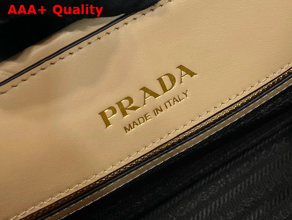 Prada Small Leather Prada Symbole Bag with Topstitching in Sand Beige 1BA379 Replica