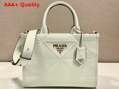 Prada Small Leather Prada Symbole Bag with Topstitching in White 1BA379 Replica