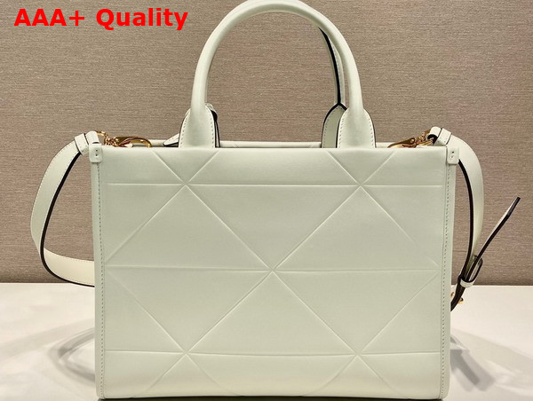 Prada Small Leather Prada Symbole Bag with Topstitching in White 1BA379 Replica