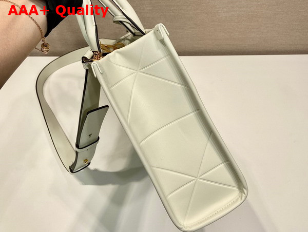 Prada Small Leather Prada Symbole Bag with Topstitching in White 1BA379 Replica