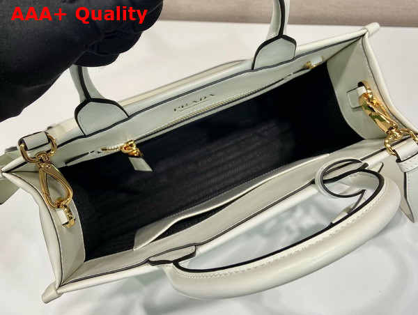 Prada Small Leather Prada Symbole Bag with Topstitching in White 1BA379 Replica