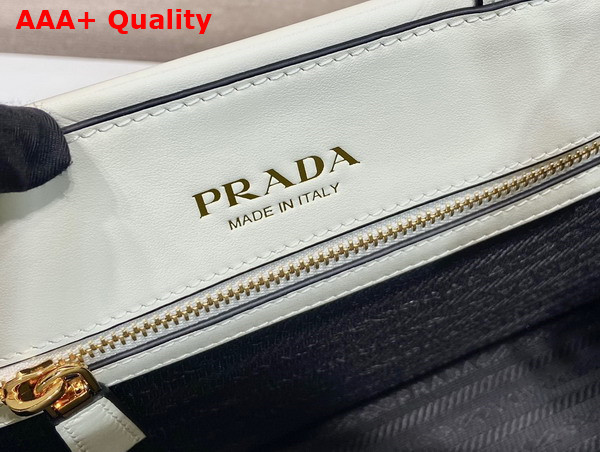 Prada Small Leather Prada Symbole Bag with Topstitching in White 1BA379 Replica