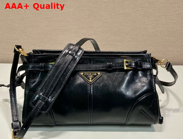 Prada Small Leather Shoulder Bag in Black 1BH215 Replica