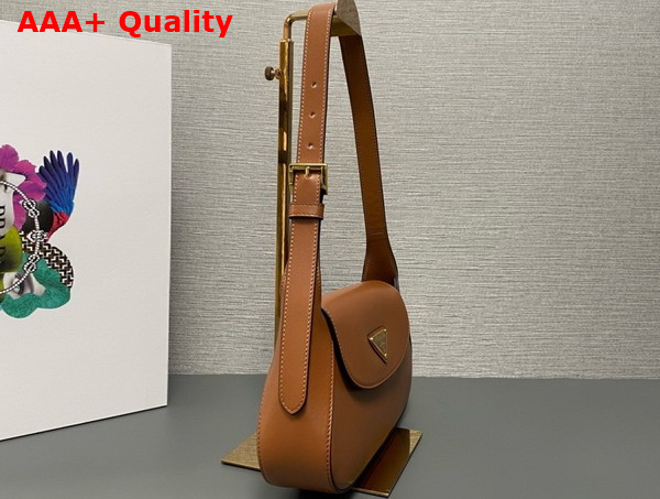 Prada Small Leather Shoulder Bag in Caramel 1BD358 Replica