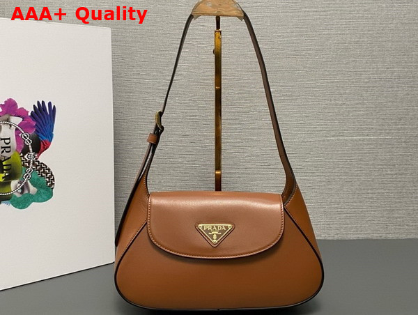 Prada Small Leather Shoulder Bag in Caramel 1BD358 Replica