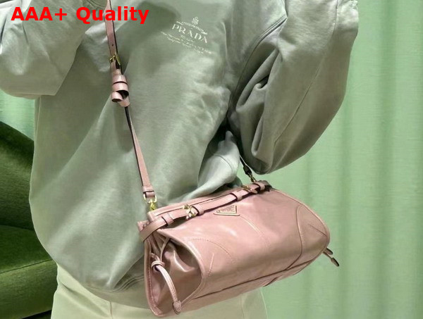 Prada Small Leather Shoulder Bag in Powder Pink 1BH215 Replica