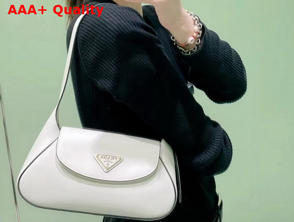 Prada Small Leather Shoulder Bag in White 1BD358 Replica