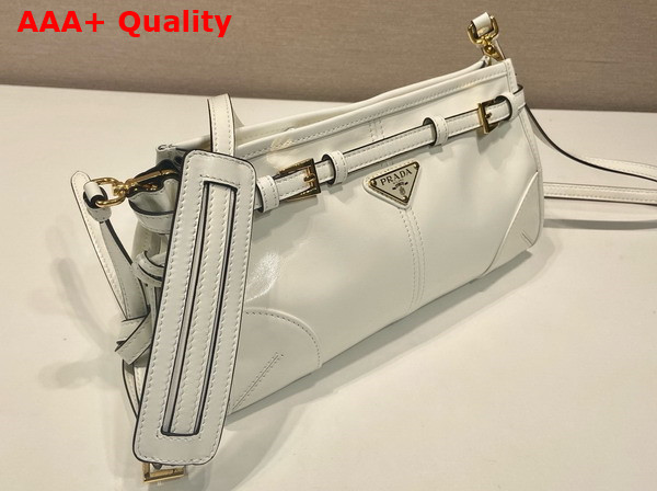 Prada Small Leather Shoulder Bag in White 1BH215 Replica