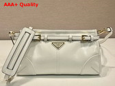 Prada Small Leather Shoulder Bag in White 1BH215 Replica