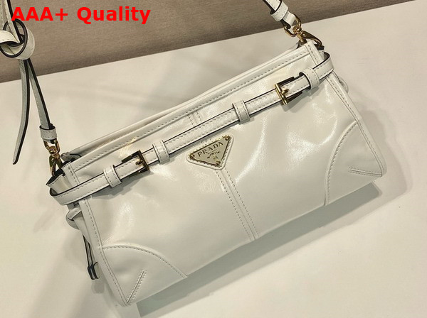 Prada Small Leather Shoulder Bag in White 1BH215 Replica