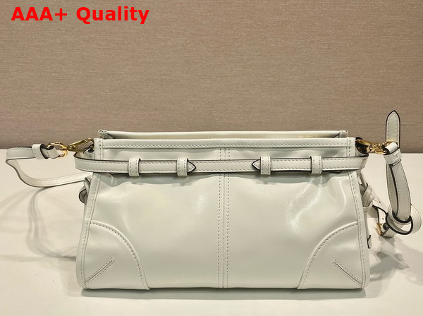 Prada Small Leather Shoulder Bag in White 1BH215 Replica