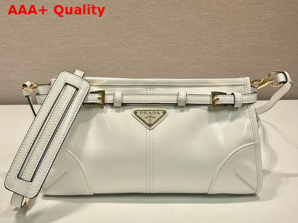 Prada Small Leather Shoulder Bag in White 1BH215 Replica