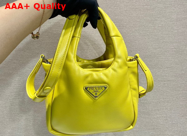 Prada Small Padded Prada Soft Nappa Leather Bag in Citron Green 1BA359 Replica