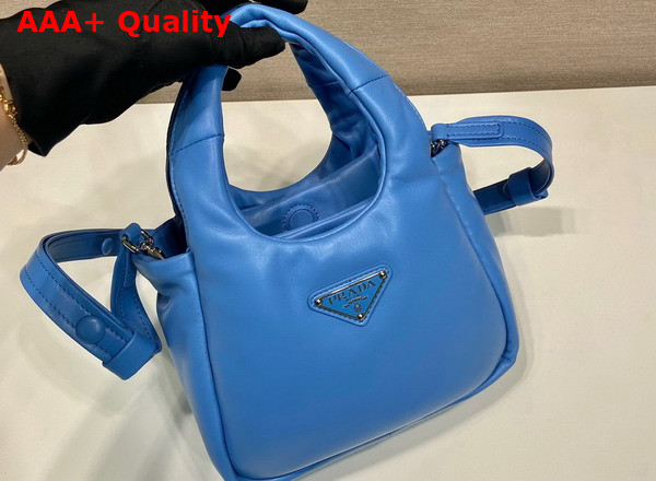 Prada Small Padded Prada Soft Nappa Leather Bag in Light Blue 1BA359 Replica