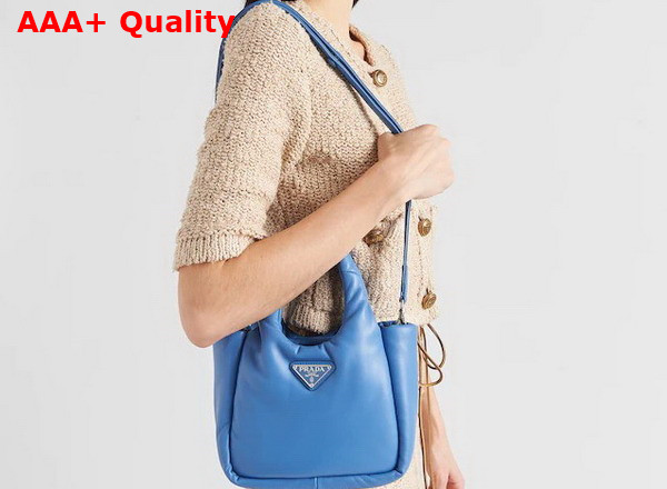 Prada Small Padded Prada Soft Nappa Leather Bag in Light Blue 1BA359 Replica