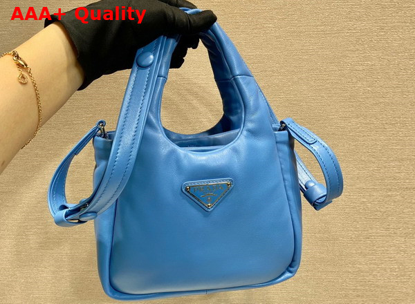 Prada Small Padded Prada Soft Nappa Leather Bag in Light Blue 1BA359 Replica