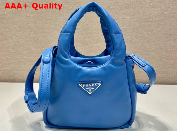 Prada Small Padded Prada Soft Nappa Leather Bag in Light Blue 1BA359 Replica