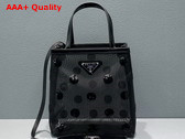 Prada Small Polka Dot Mesh Tote Bag in Black 1BG417 Replica