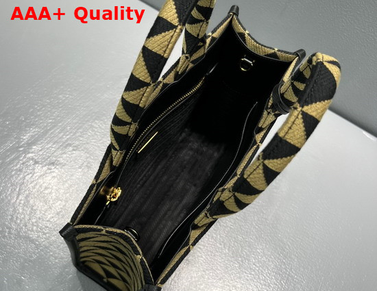 Prada Small Prada Symbole Jacquard Fabric Handbag Black Beige 1BA354 Replica