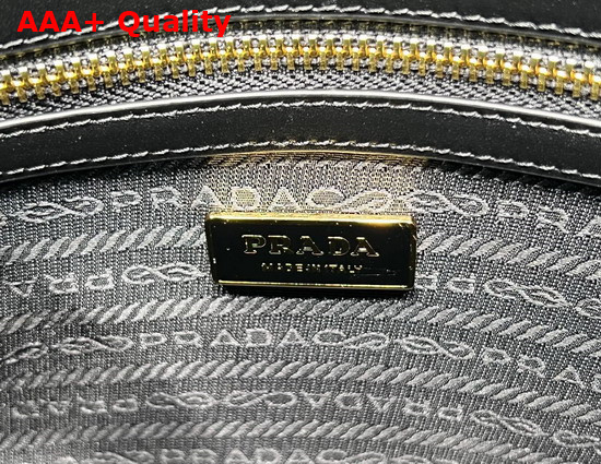 Prada Small Prada Symbole Jacquard Fabric Handbag Black Beige 1BA354 Replica