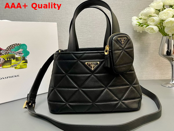 Prada Small Quilted Leather Tote Bag in Black 1BG548 Replica