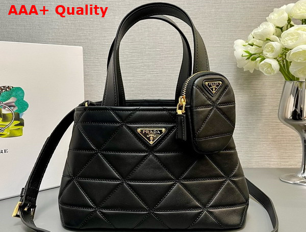 Prada Small Quilted Leather Tote Bag in Black 1BG548 Replica