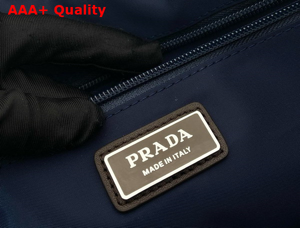 Prada Small Re Nylon and Leather Shoulder Bag in Blue and Coffee 2VD052 Replica