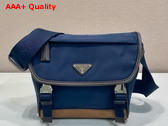 Prada Small Re Nylon and Leather Shoulder Bag in Blue and Coffee 2VD066 Replica