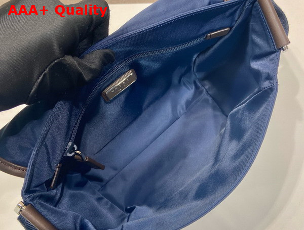 Prada Small Re Nylon and Leather Shoulder Bag in Blue and Coffee 2VD066 Replica