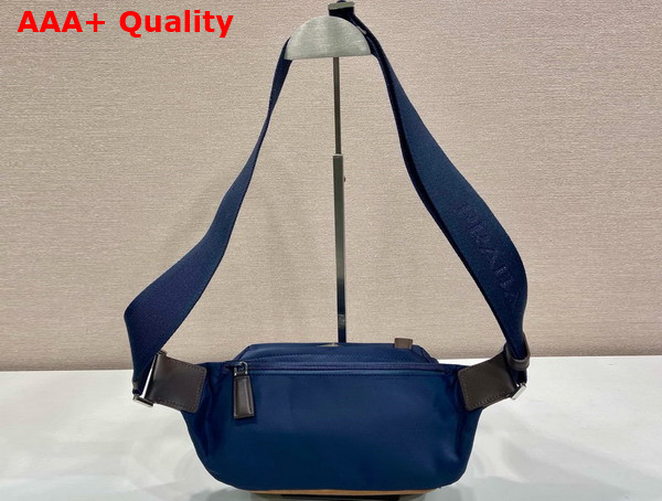 Prada Small Re Nylon and Leather Shoulder Bag in Blue and Coffee 2VH171 Replica