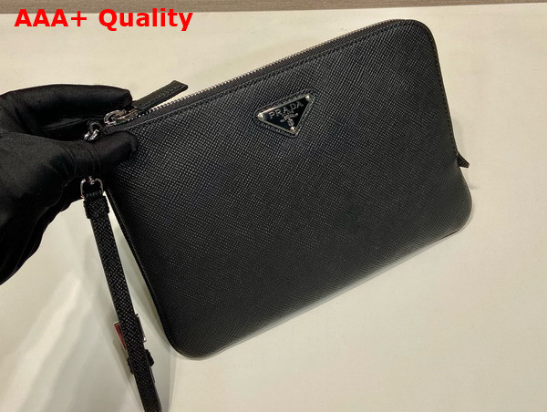 Prada Small Saffiano Leather Pouch in Black 2NH024 Replica