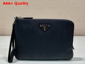 Prada Small Saffiano Leather Pouch in Black 2NH024 Replica