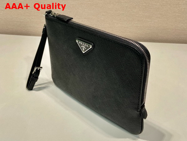 Prada Small Saffiano Leather Pouch in Black 2NH024 Replica