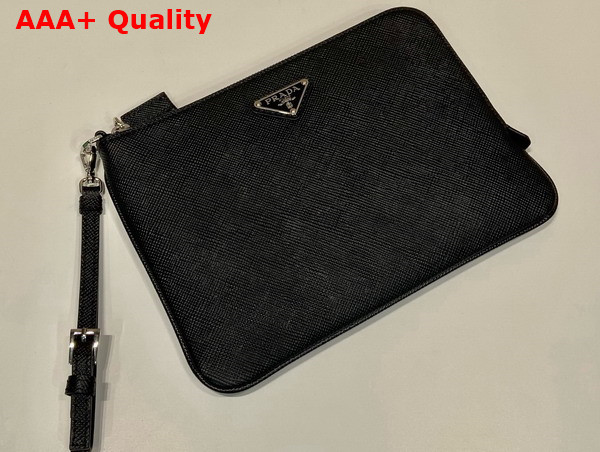 Prada Small Saffiano Leather Pouch in Black 2NH024 Replica