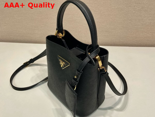 Prada Small Saffiano Leather Prada Panier Bag in Black 1BA217 Replica