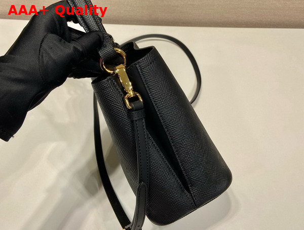 Prada Small Saffiano Leather Prada Panier Bag in Black 1BA217 Replica