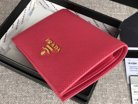 Prada Small Saffiano Leather Wallet in Antique Rose Color