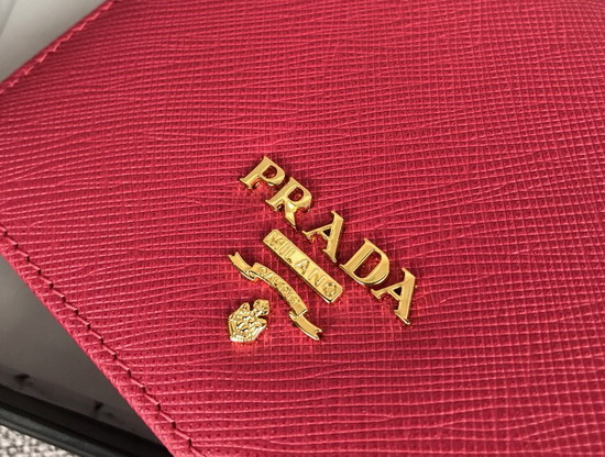 Prada Small Saffiano Leather Wallet in Antique Rose Color