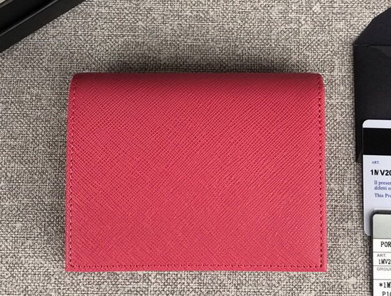 Prada Small Saffiano Leather Wallet in Antique Rose Color