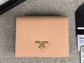 Prada Small Saffiano Leather Wallet in Beige