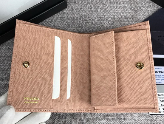 Prada Small Saffiano Leather Wallet in Beige