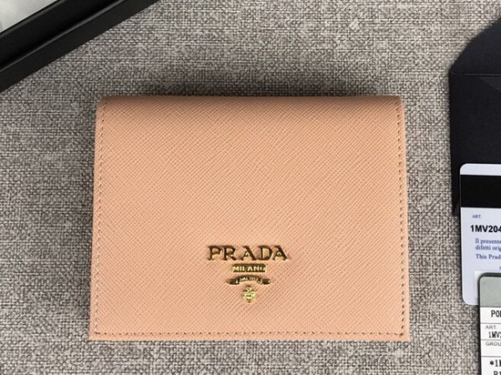 Prada Small Saffiano Leather Wallet in Beige