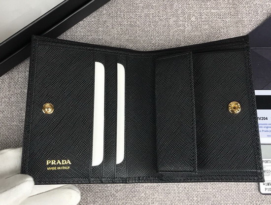 Prada Small Saffiano Leather Wallet in Black