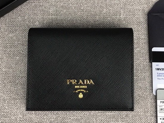 Prada Small Saffiano Leather Wallet in Black